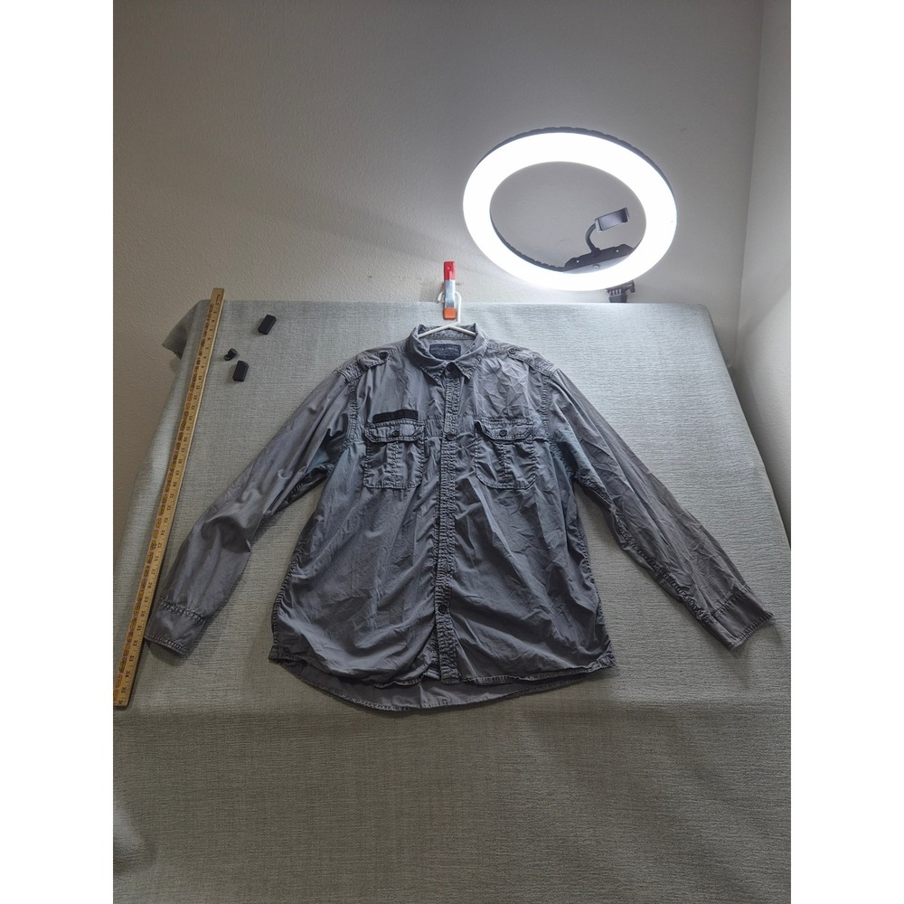 Nautica Jeans Co Shirt Mens XL Gray Flap Pockets Button Up Workwear Rugged